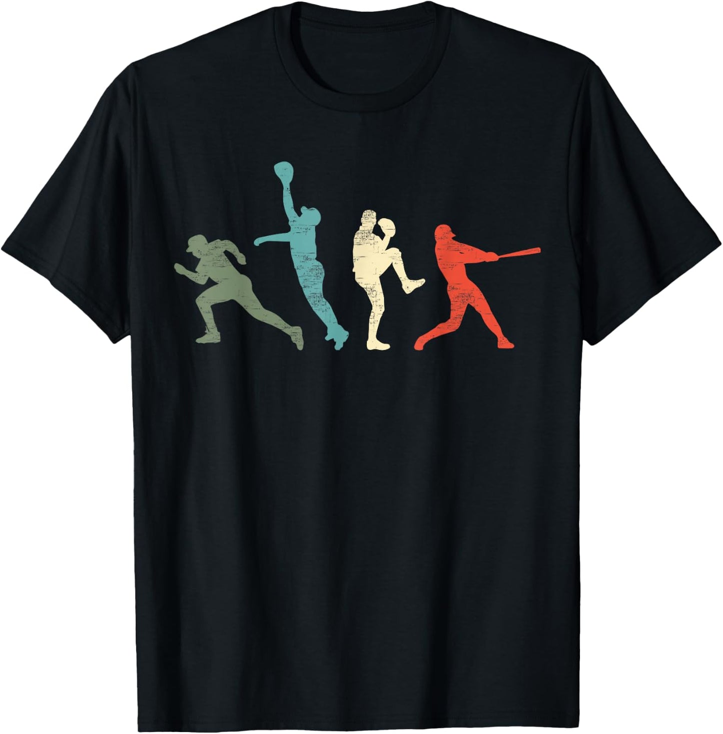 Baseball Vintage | Retro Catcher Pitcher Batter T-Shirt - T-Shirt | Black