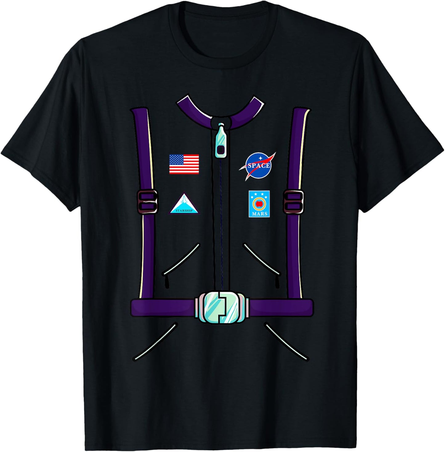 Astronaut Costume Space Suit Adult Men Women Kids Boys T-Shirt - T-Shirt | Black
