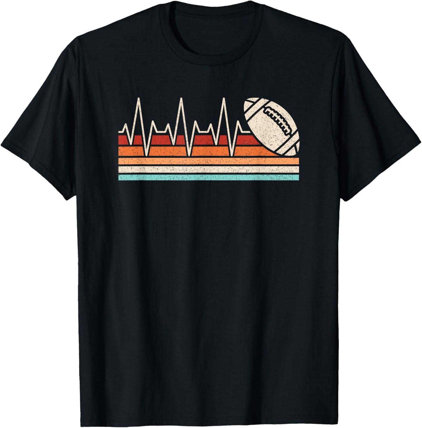 Retro American Football Heartbeat Men Boys Kids T-Shirt - T-Shirt | Black