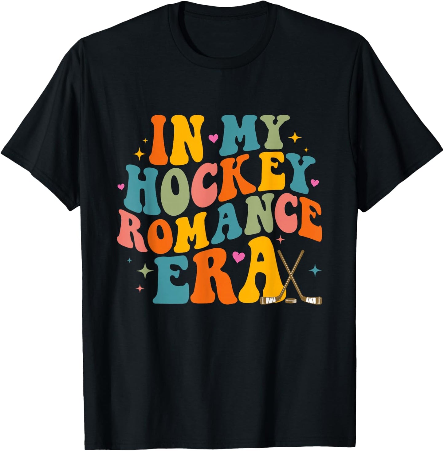 In My Hockey Romance Era Retro Groovy Game Day Funny Sports T-Shirt - T-Shirt | Black