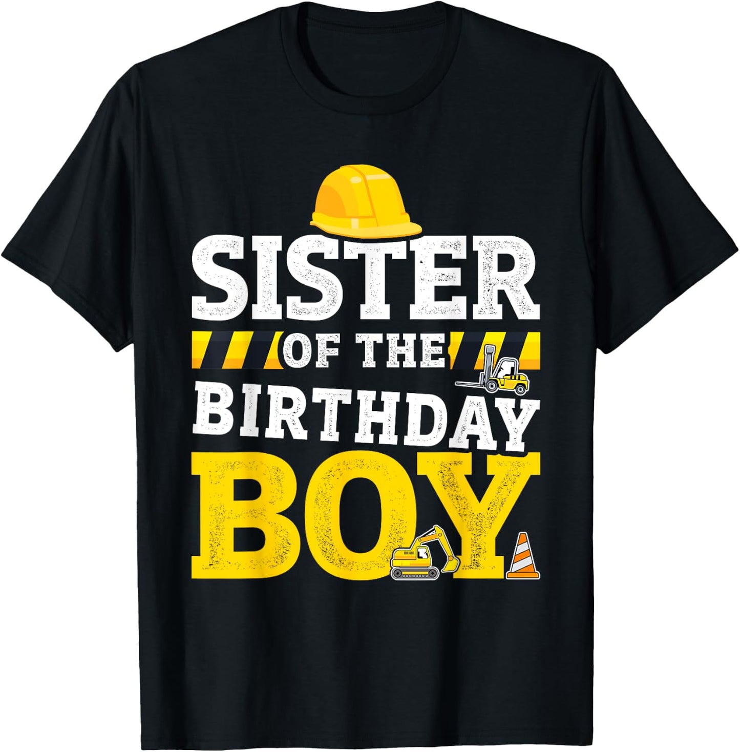 Sister of birthday boy matching family construction party T-Shirt - T-Shirt | Black