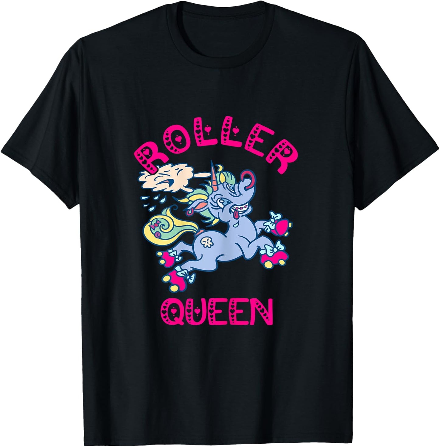 Roller Skates Queen Unicorn Roller Skating Skating Rink T-Shirt - T-Shirt | Black
