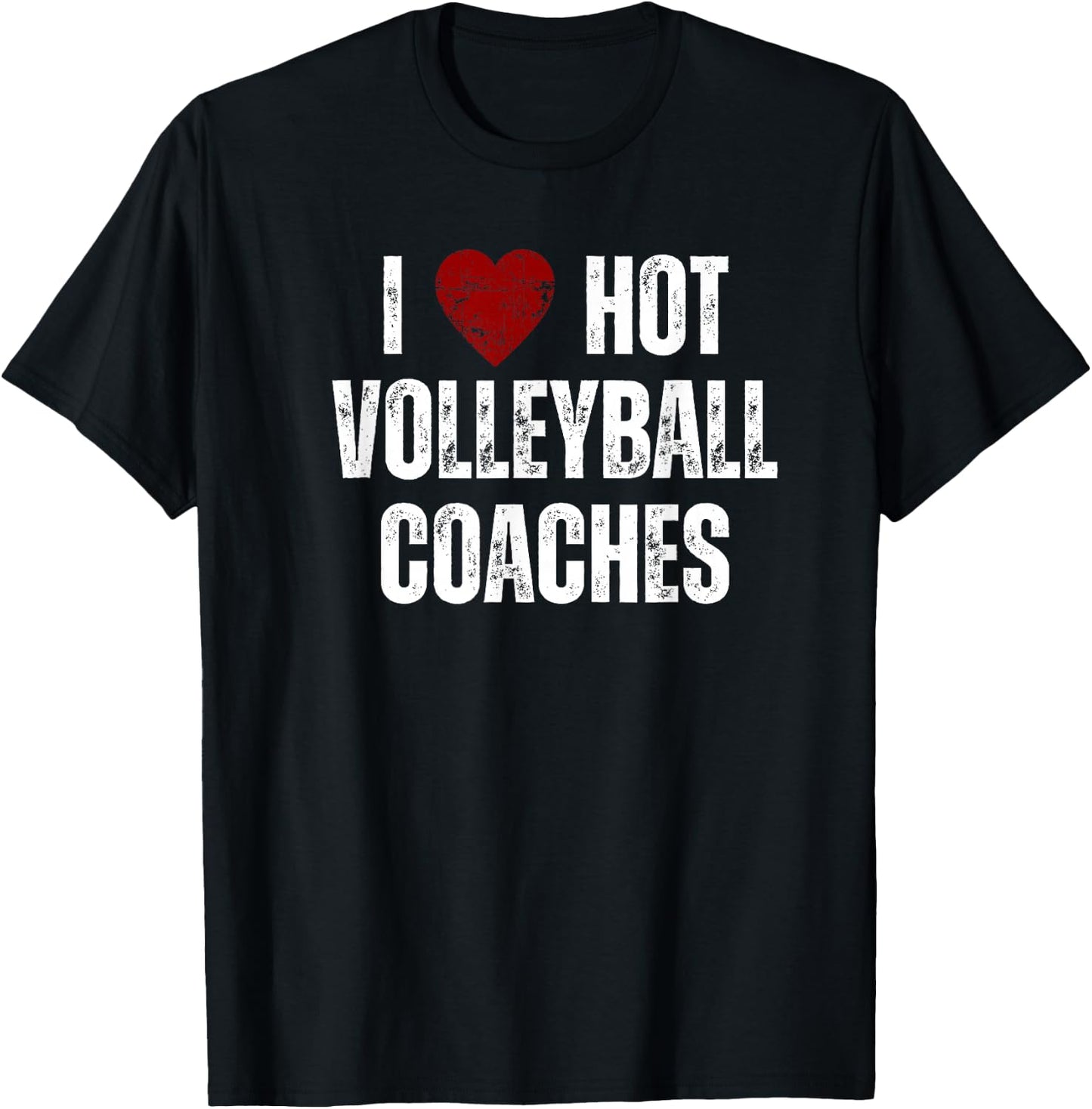I Love Hot Volleyball Coaches Funny Red Heart T-Shirt - T-Shirt | Black