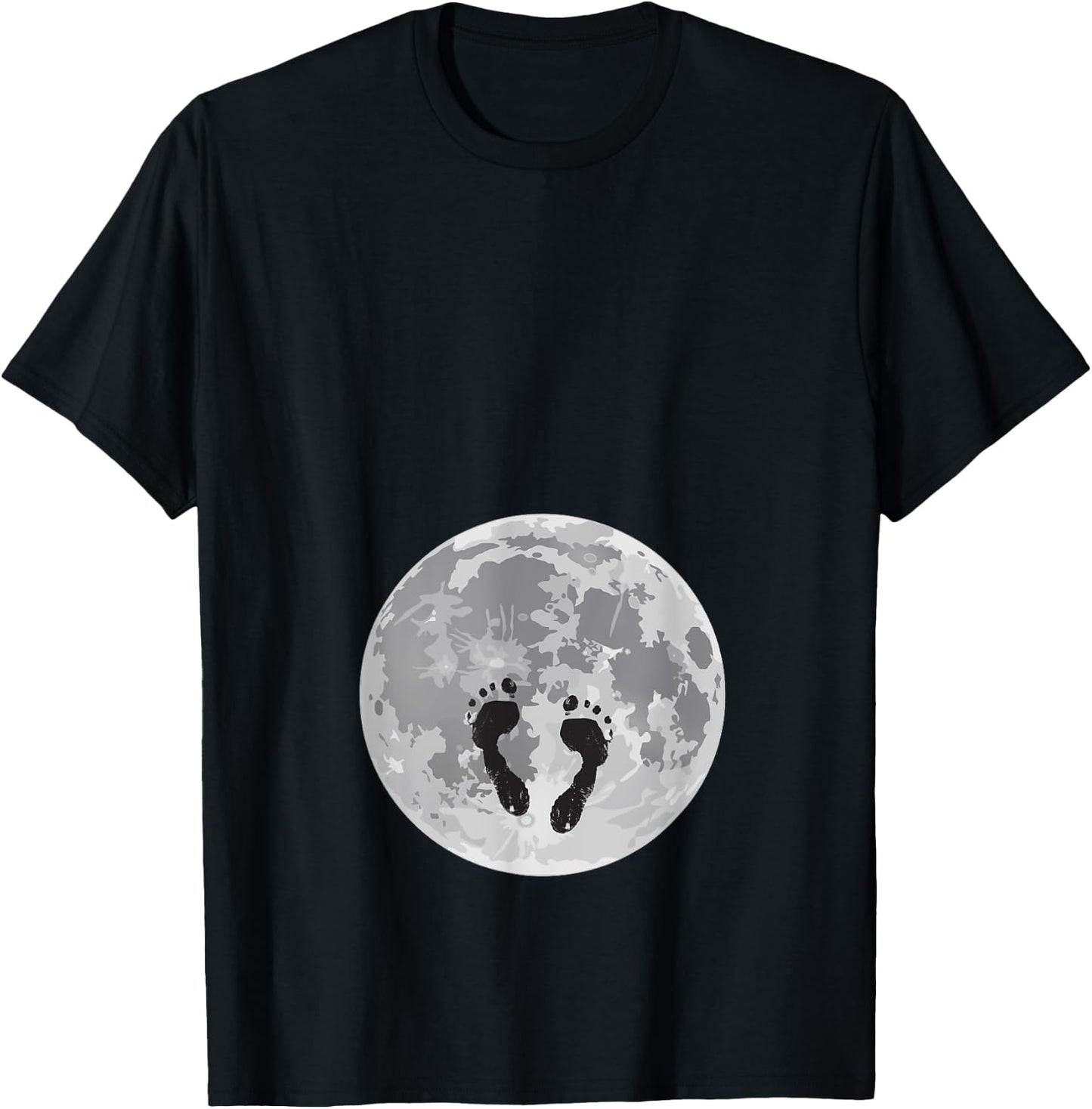 Full Moon Belly Pregnancy Announcement Baby footsteps T-Shirt - T-Shirt | Black
