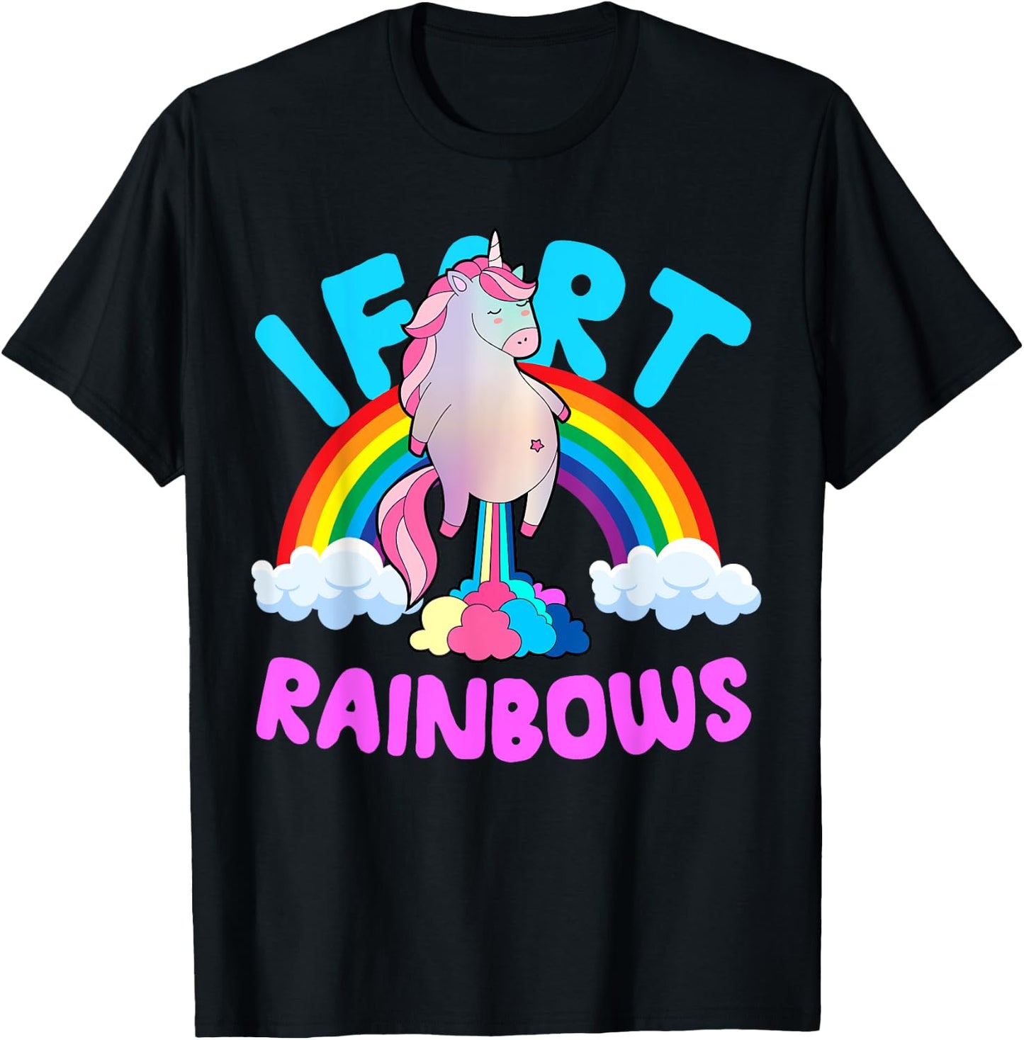 Kids Unicorn I Fart Rainbows Funny Cute Sarcastic Humor T-Shirt - T-Shirt | Black