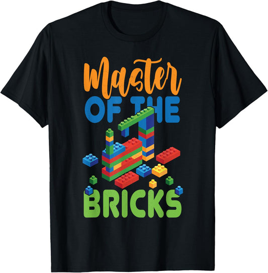 Master Builder Brick Building Blocks Master Of The Bricks T-Shirt - T-Shirt | Black