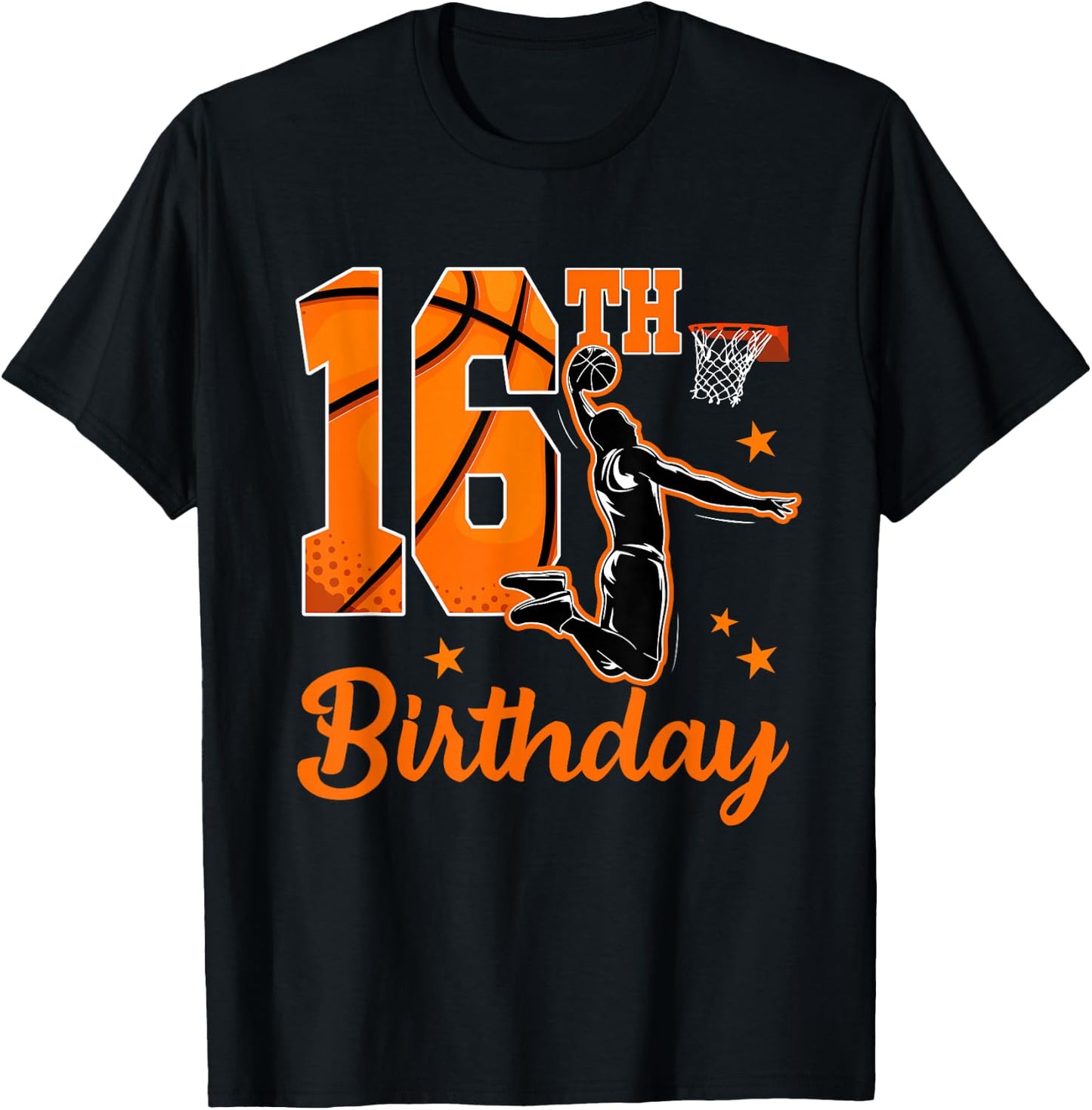 16th Birthday Basketball Theme 16 Year Old Boy Party T-Shirt - T-Shirt | Black