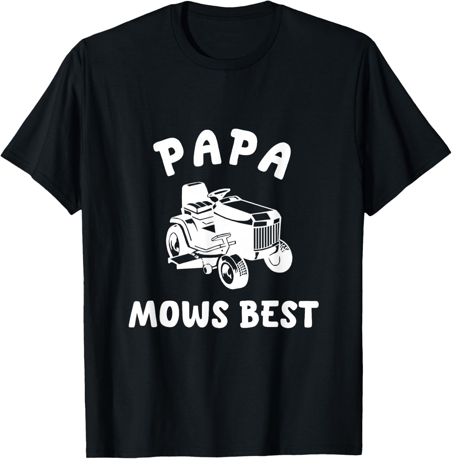 Papa Mows Best Lawn Mowing Mower Gardening Landscaping Dad T-Shirt - T-Shirt | Black