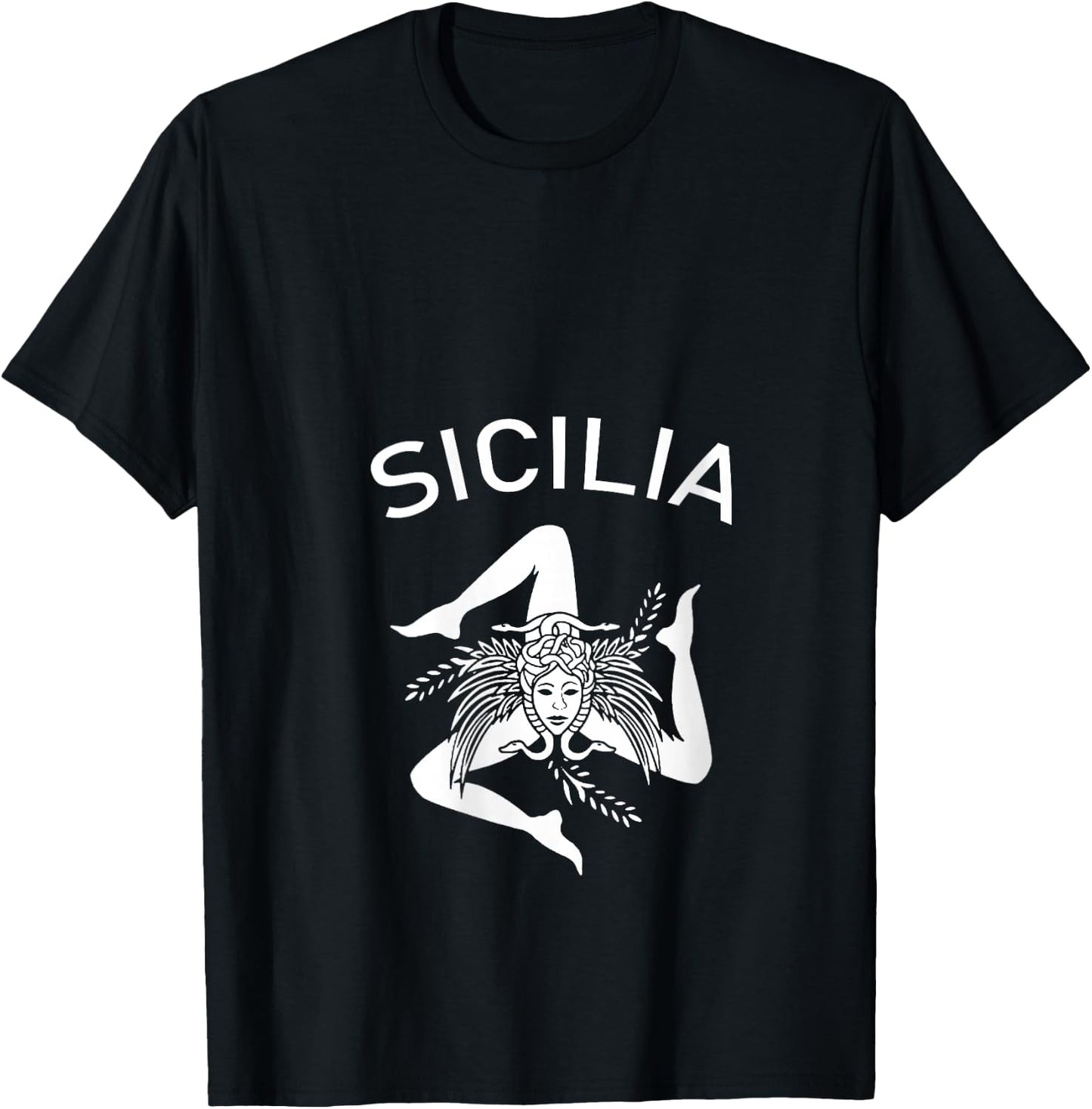 Sicilia Flag Sicily Palermo Italy V-Neck T-Shirt - T-Shirt | Black