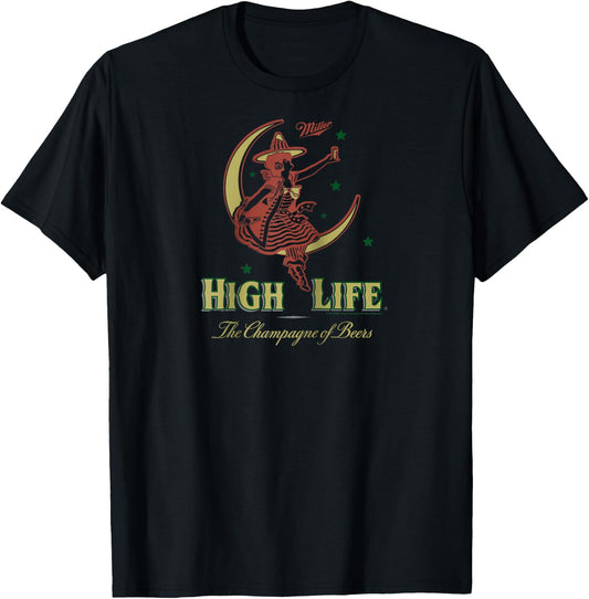 Miller High Life The Champagne Of Beers Girl On Moon Vintage Raglan Baseball T-Shirt - T-Shirt | Black