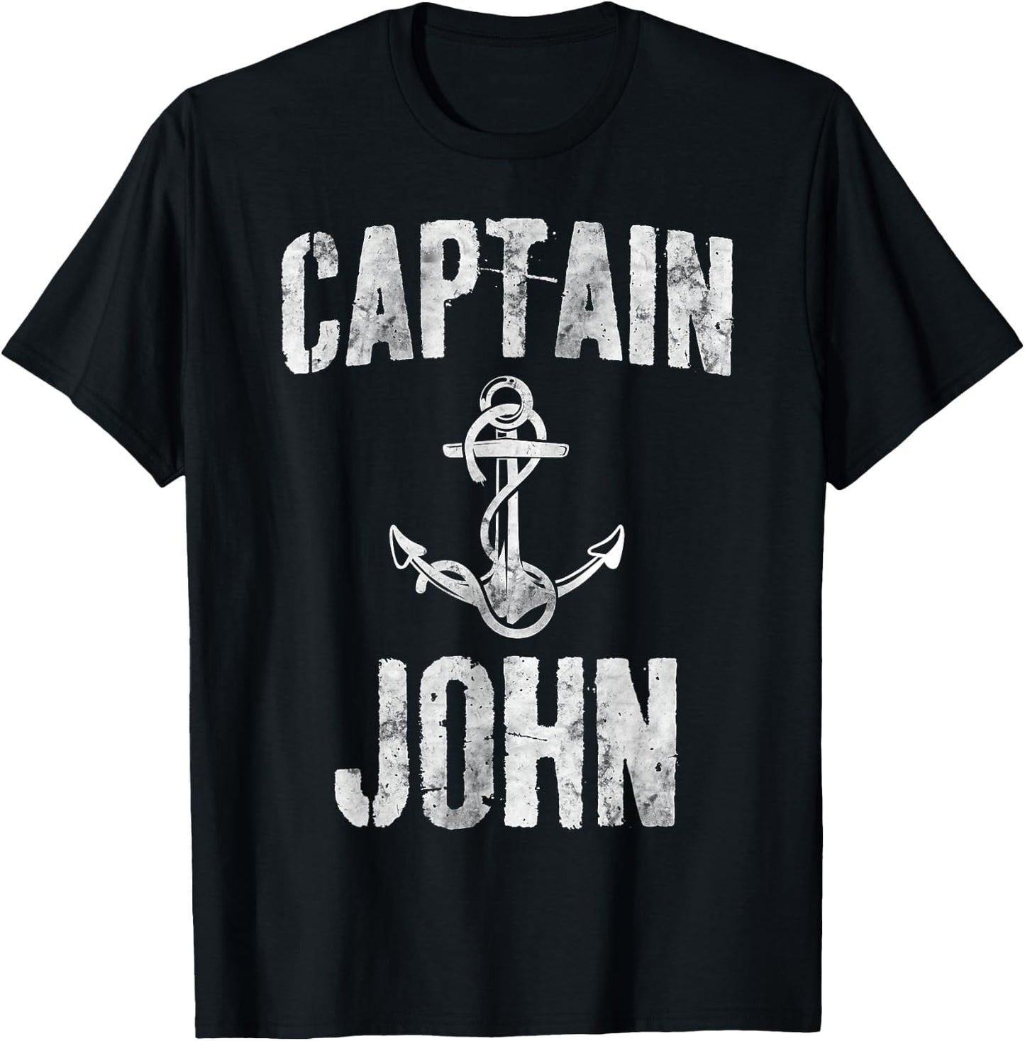 Funny Personalized Boating Shirt First Name Captain John T-Shirt - T-Shirt | Black