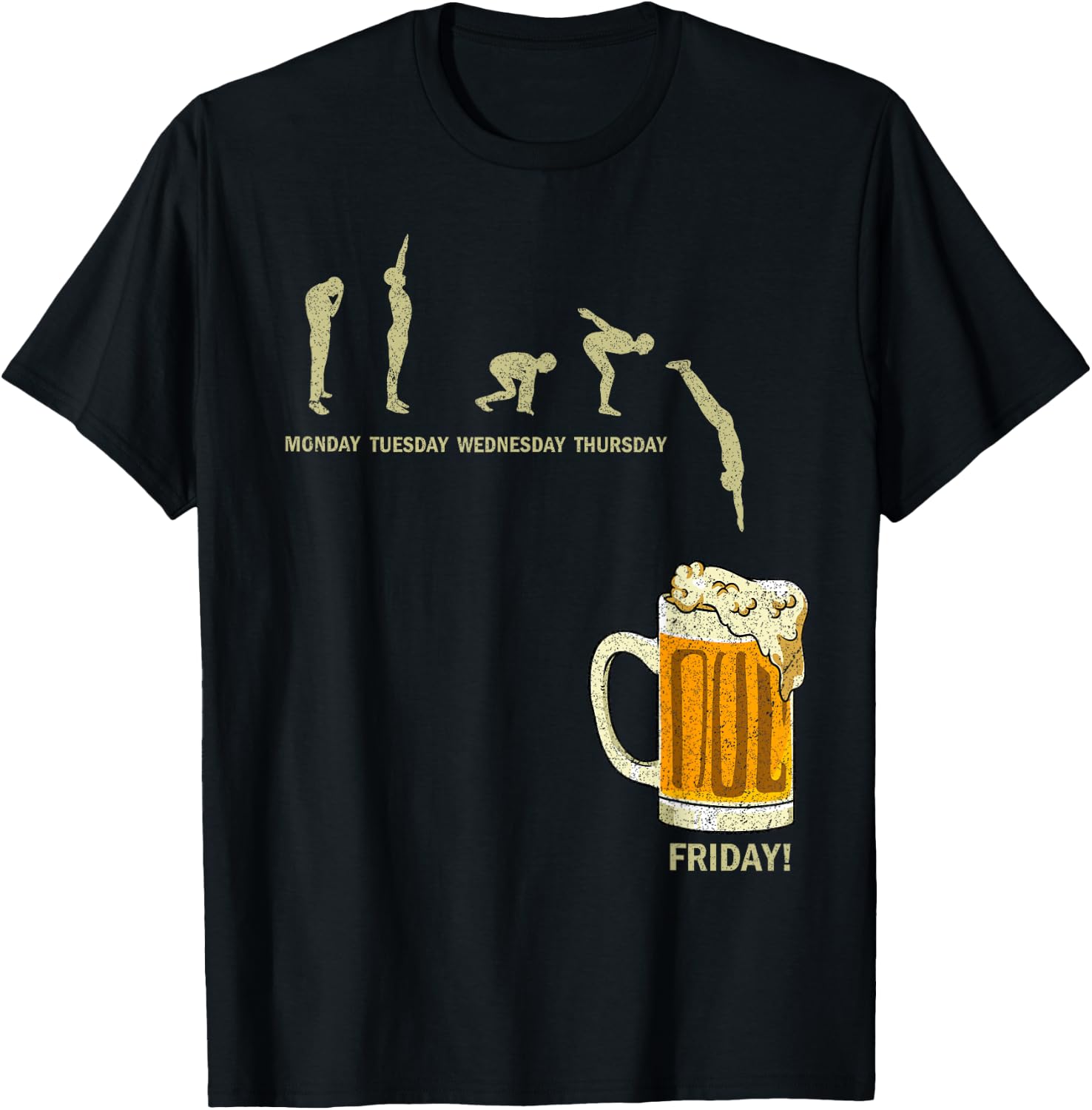 Beer Drinker Endlich Freitag Weekdays Funny Weekend T-Shirt - T-Shirt | Black