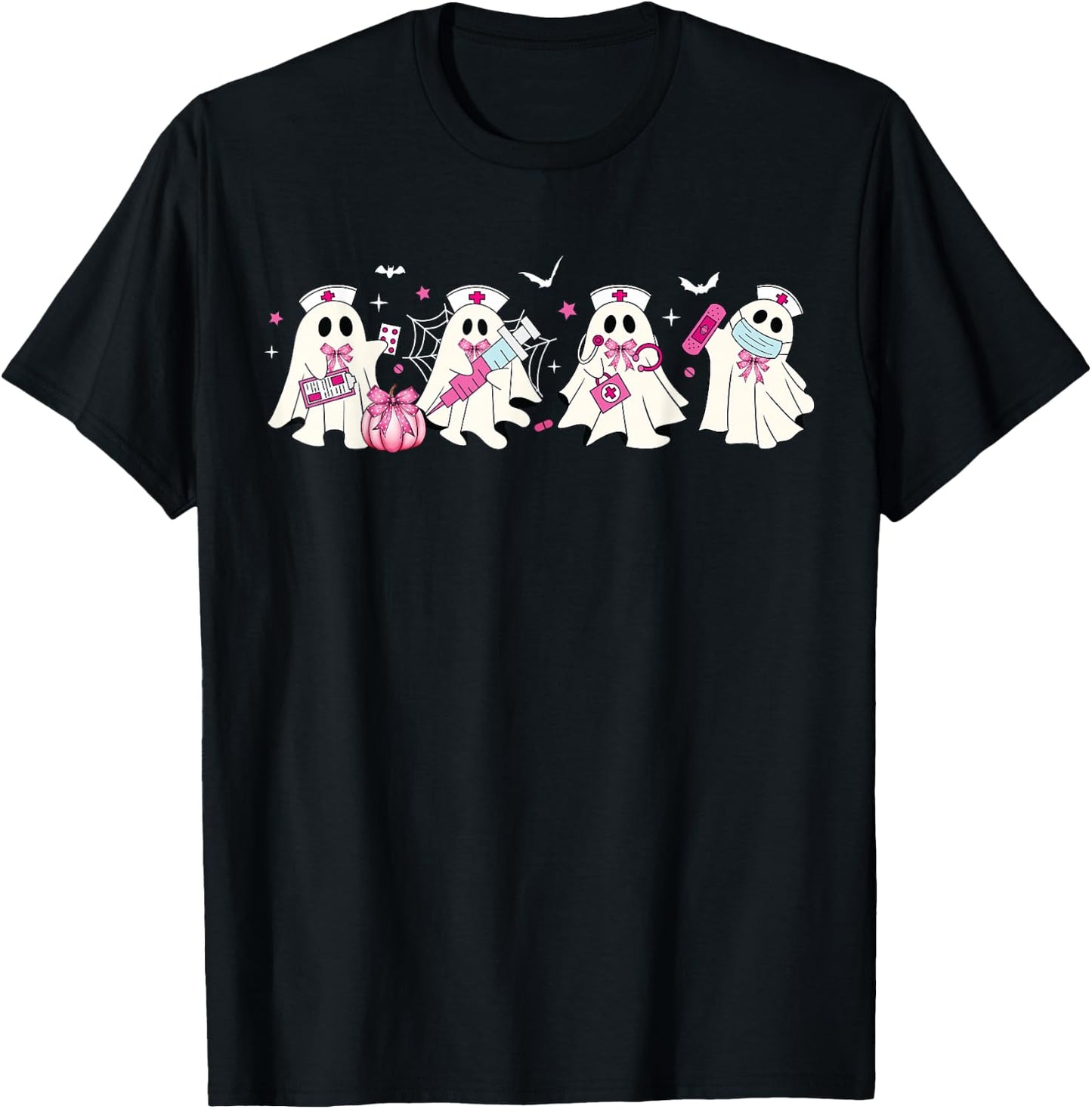 Ghost Nurses Halloween Crew Funny Costume Scrub Top Women T-Shirt - T-Shirt | Black