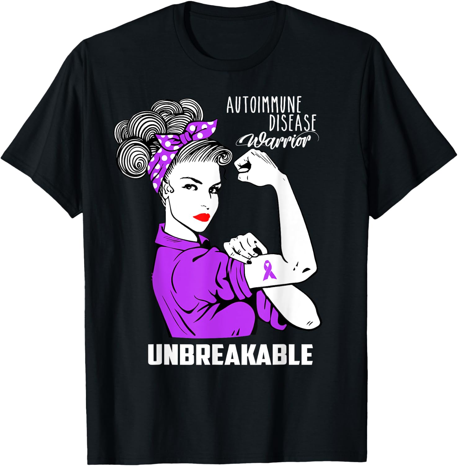 Autoimmune Disease Warrior Unbreakable Shirt Awareness Gift T-Shirt - T-Shirt | Black