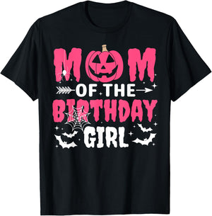 Mom Of The Birthday Girl Halloween Costume Spooky Party Fun T-Shirt - T-Shirt | Black