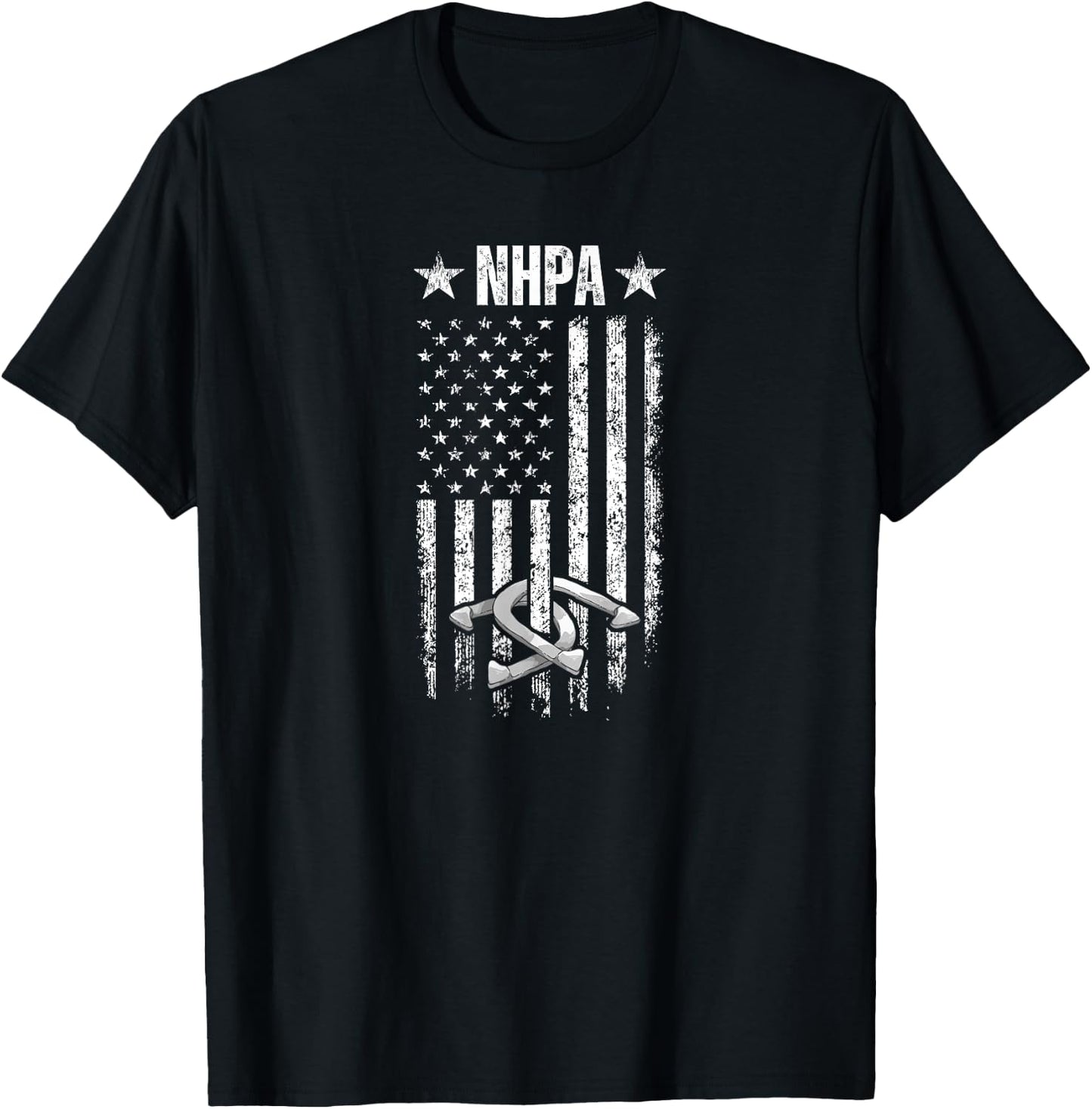 National Horseshoe Pitchers Association NHPA Distressed Flag T-Shirt - T-Shirt | Black