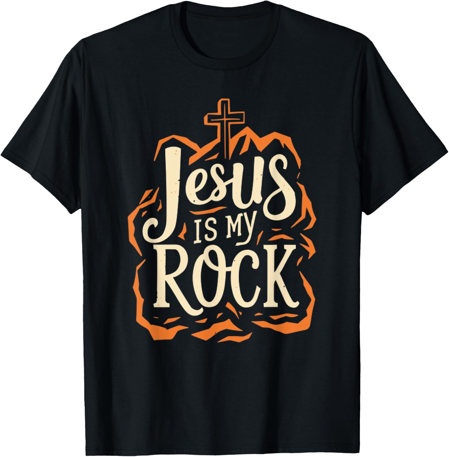 Jesus Is My Rock Jesus Quote Bible Christian T-Shirt - T-Shirt | Black