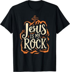 Jesus Is My Rock Jesus Quote Bible Christian T-Shirt - T-Shirt | Black
