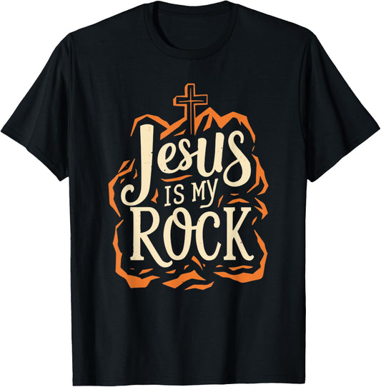 Jesus Is My Rock Jesus Quote Bible Christian T-Shirt - T-Shirt | Black
