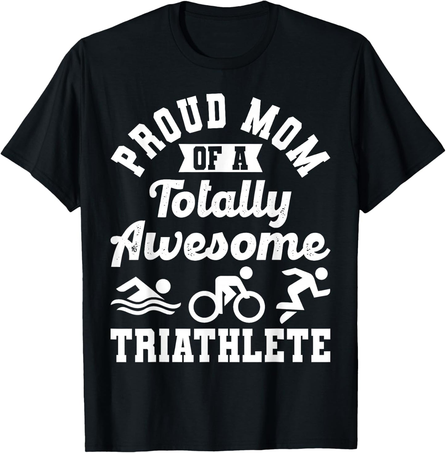 Triathlete Supporter Mom Gift Triathlon Run Swim Bike Cycle T-Shirt - T-Shirt | Black
