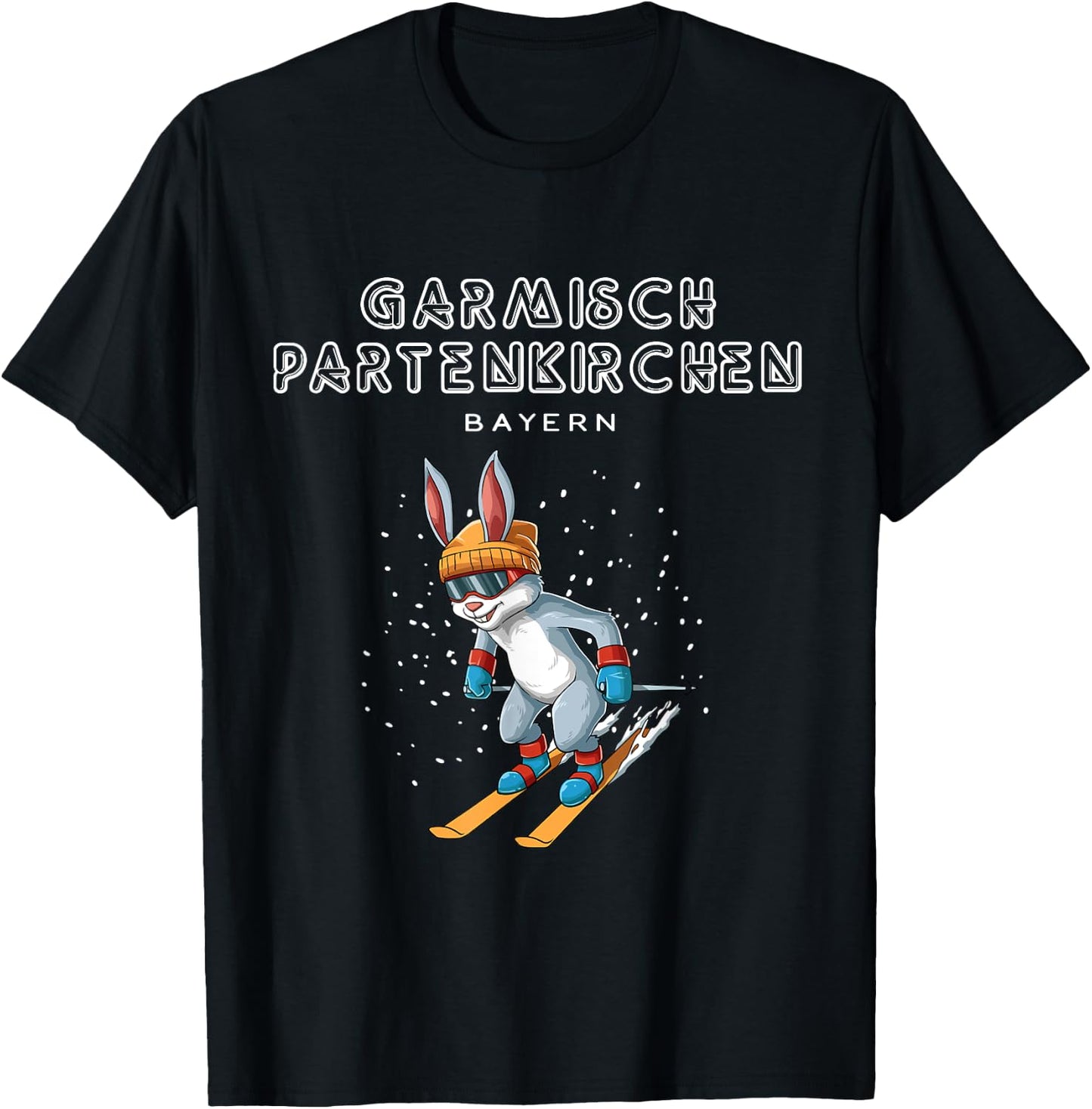 Garmisch Partenkirchen Bayern Germany Ski Rabbit T-Shirt - T-Shirt | Black