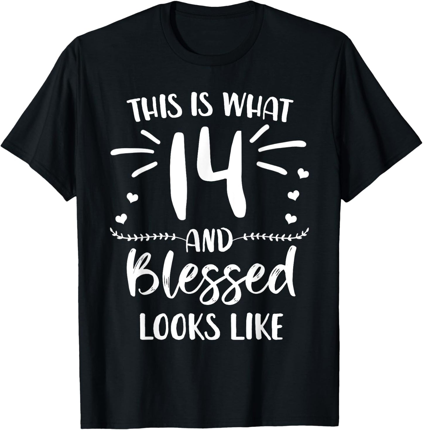 14 and Blessed 14th Birthday Christian Cute Religious T-Shirt - T-Shirt | Black
