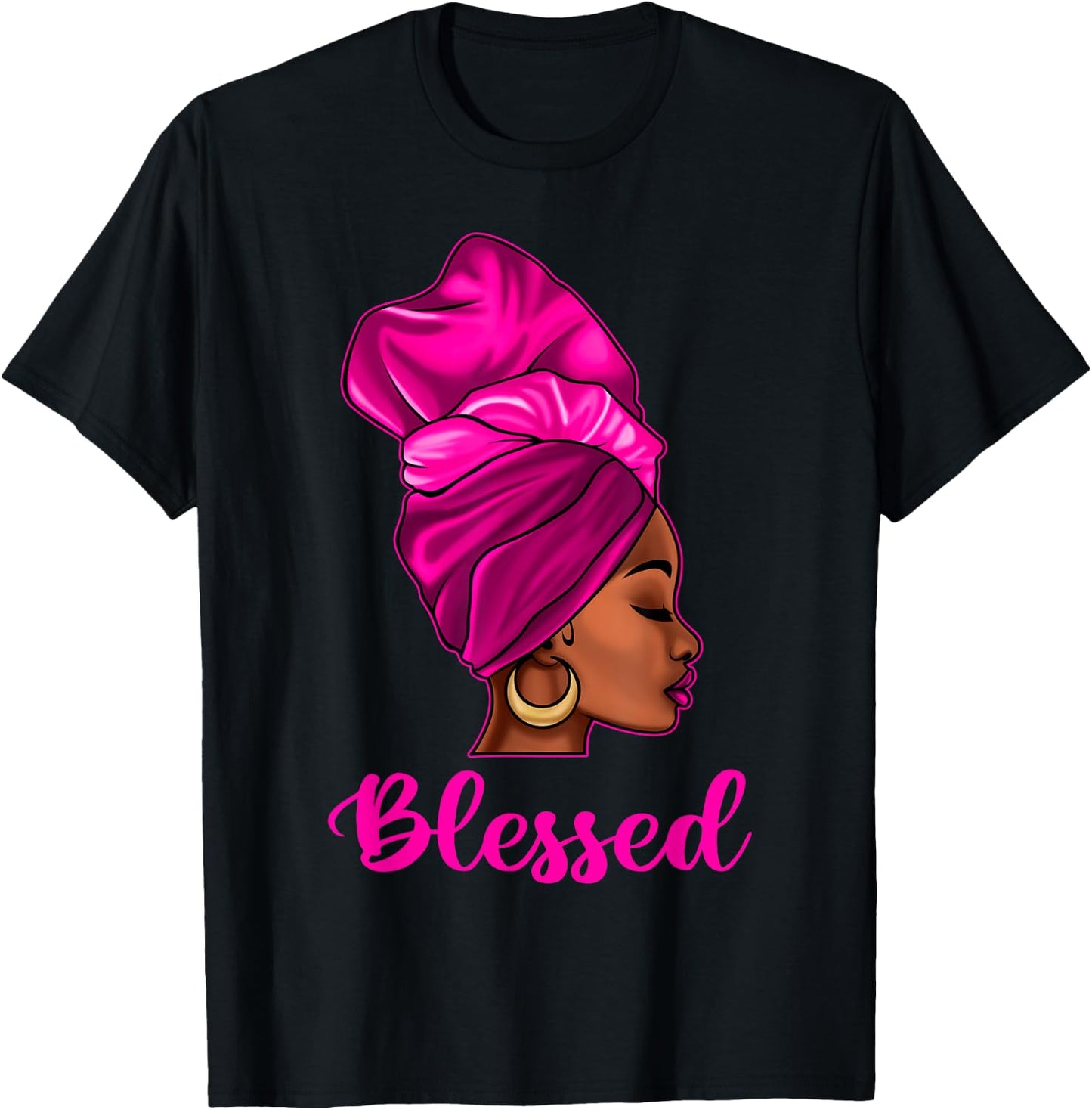 Blessed African American Black Women Headwrap Girl Christian T-Shirt - T-Shirt | Black