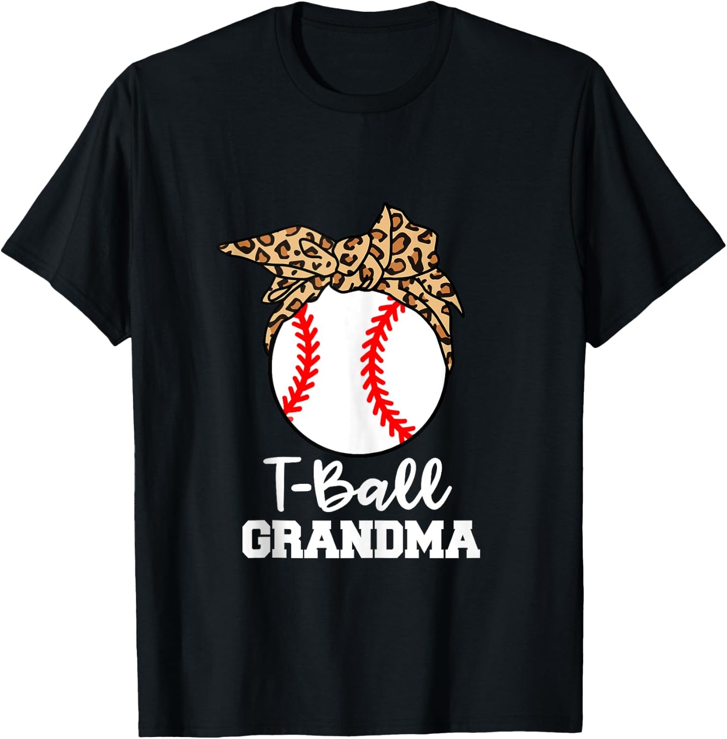 T-Ball Grandma Funny Leopard T-Ball Grandma T-Shirt - T-Shirt | Black