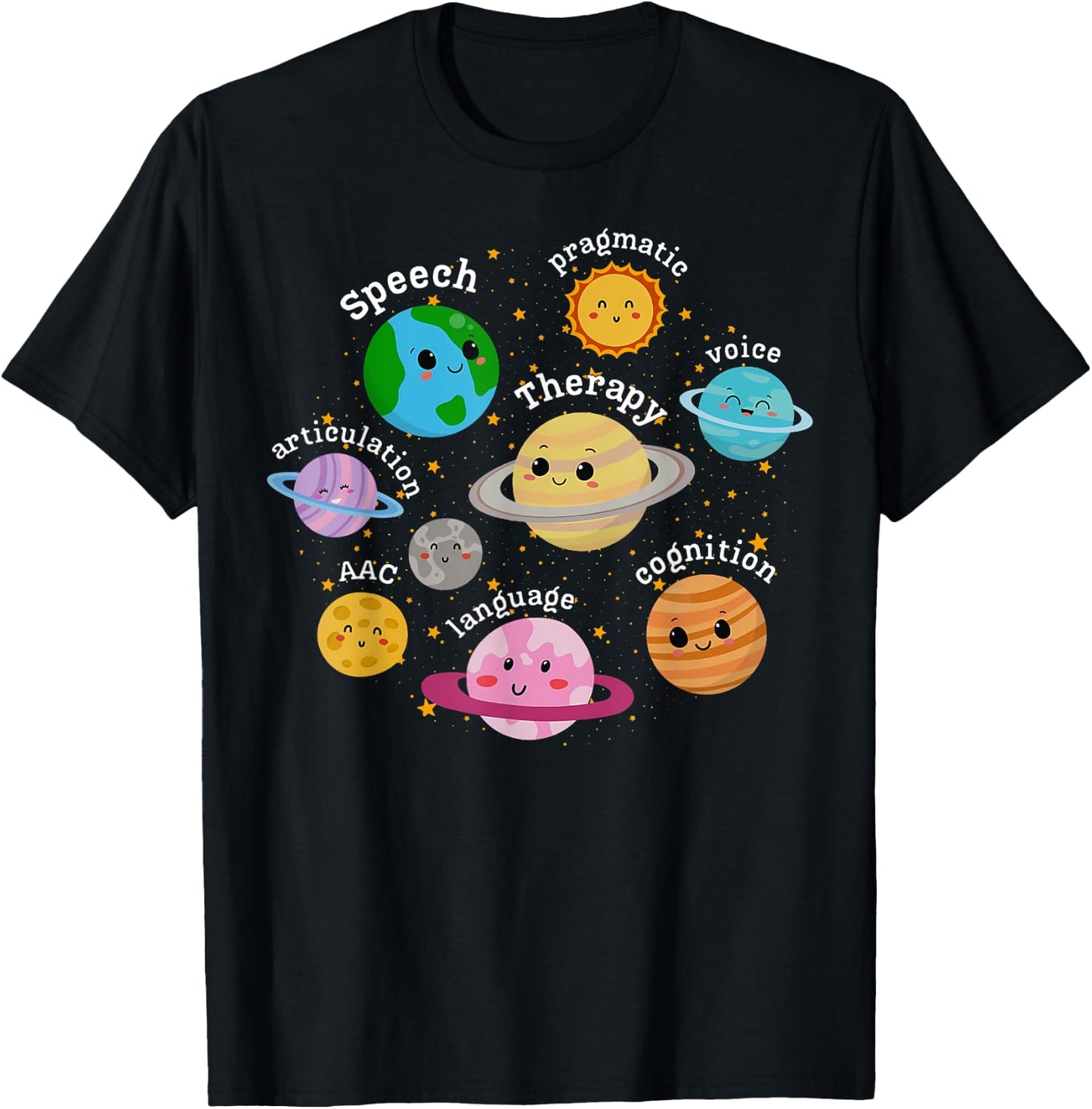 SLP System Planets Speech Language Pathologist Outer Space T-Shirt - T-Shirt | Black