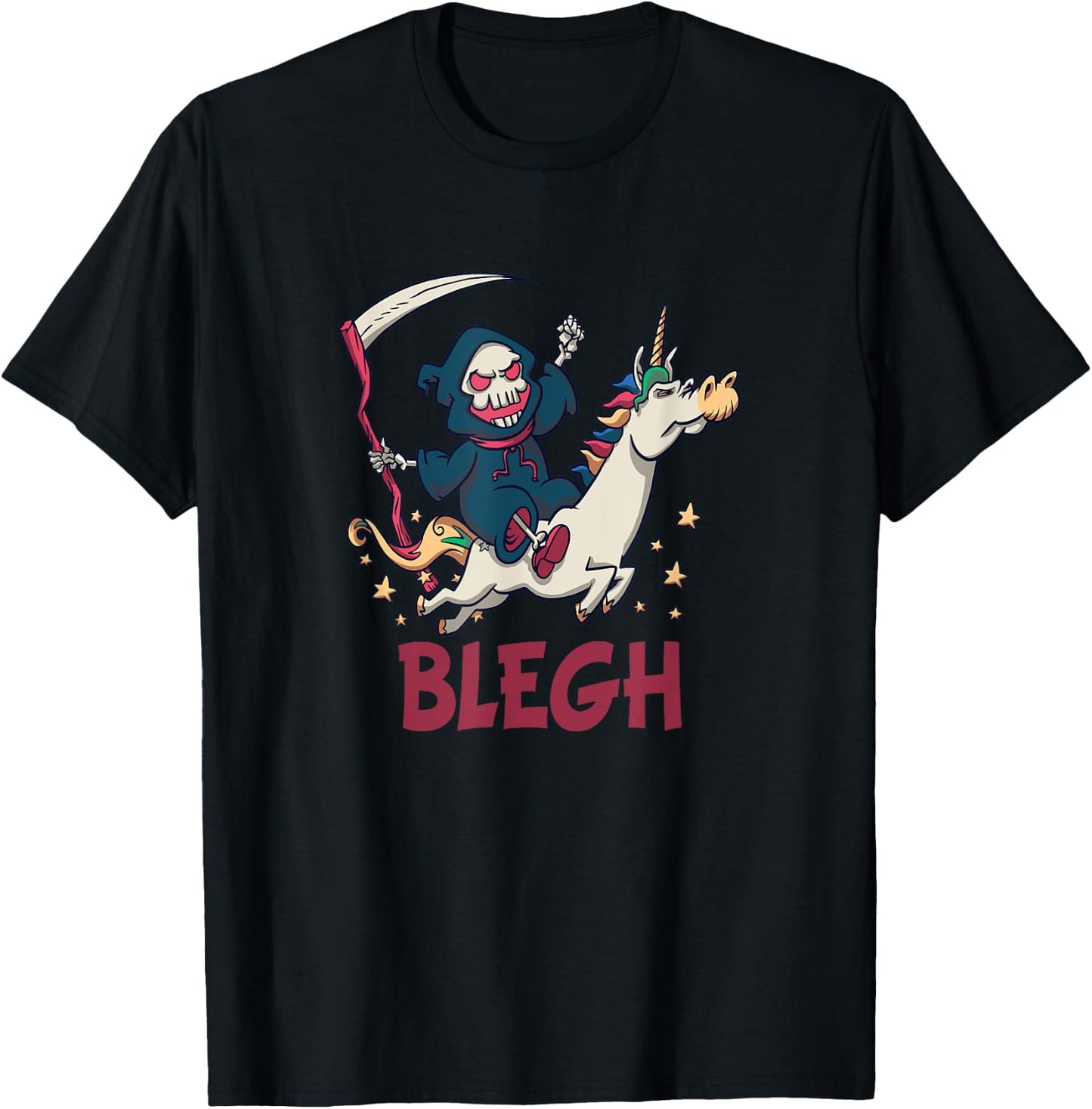 Blegh Funny Metalcore Reaper Unicorn Djent Deathcore T-Shirt - T-Shirt | Black