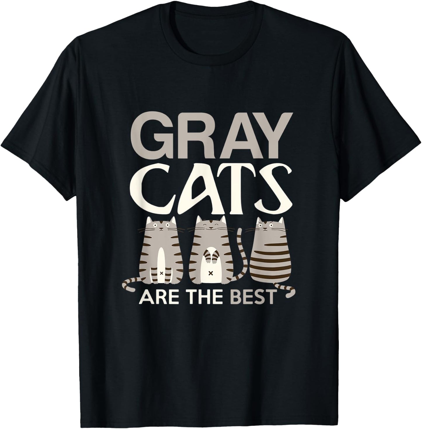 Funny gray Cats are the best cat mom T Shirt Men Women T-Shirt - T-Shirt | Black