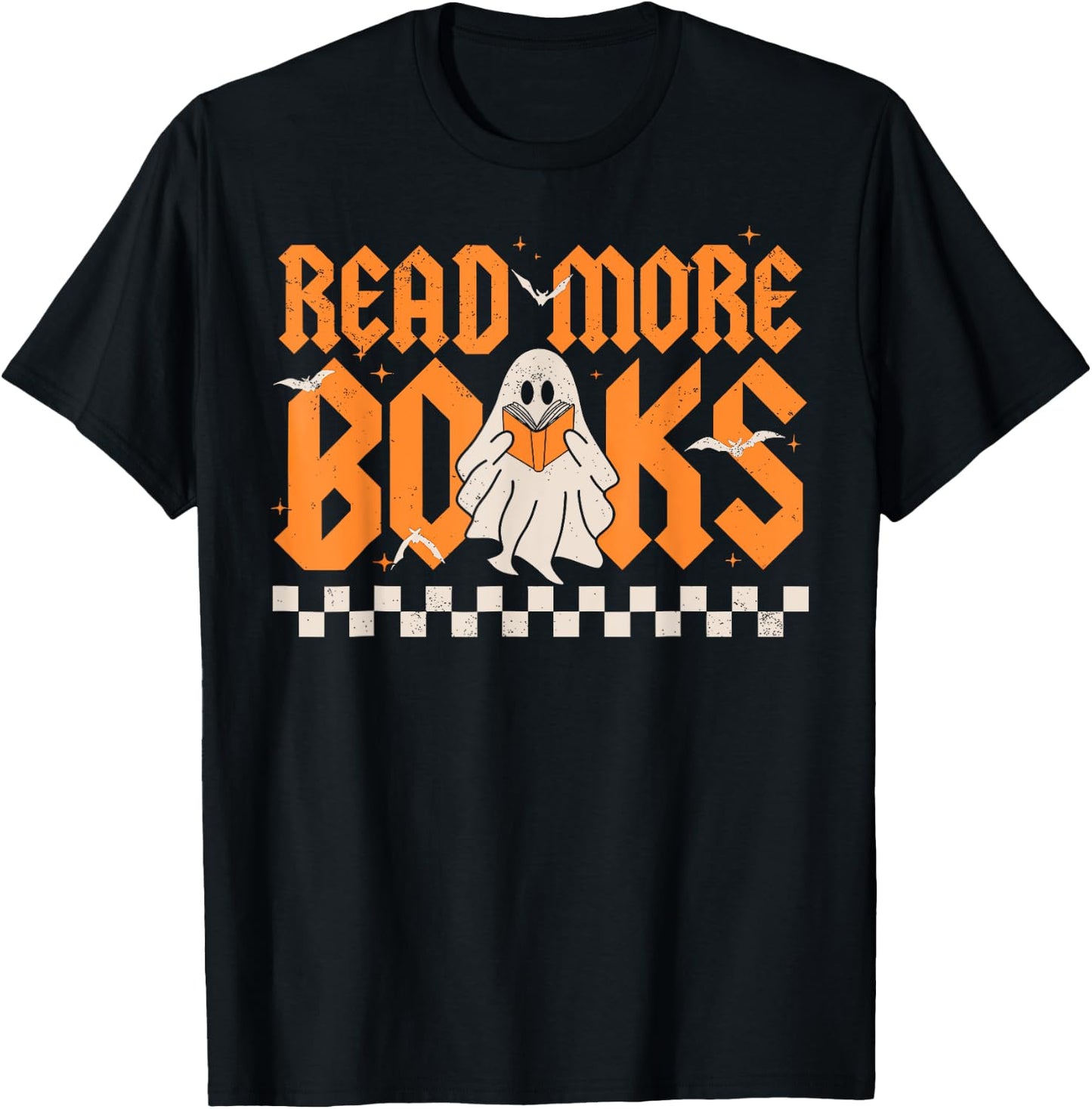 Groovy Booooks Ghost Read More Books Funny Teacher Halloween T-Shirt - T-Shirt | Black