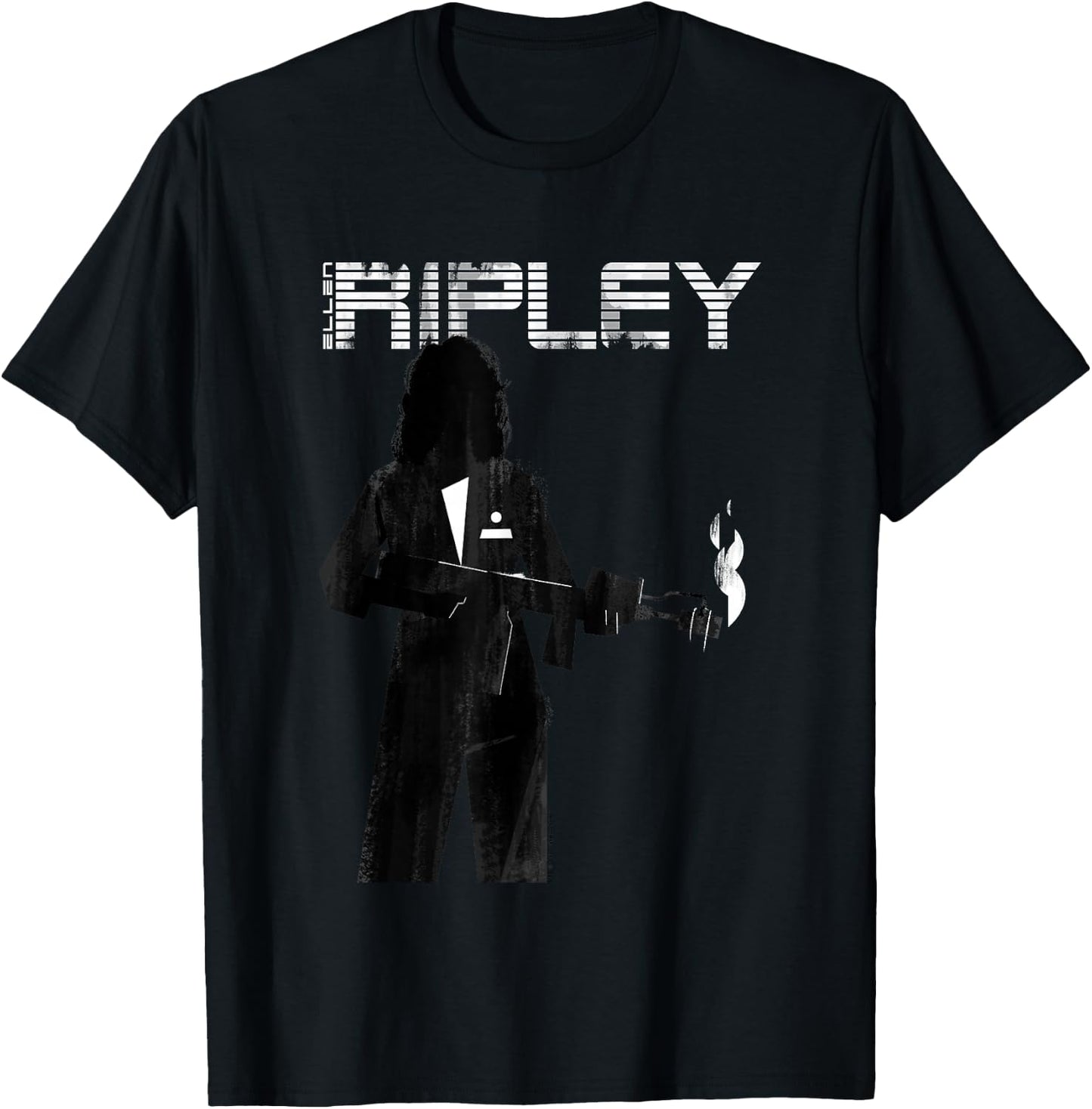 Aliens Iconic Strong Ellen Ripley Retro Silhouette Portrait T-Shirt - T-Shirt | Black