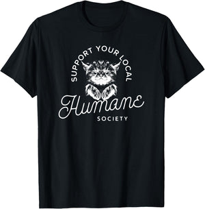 Vintage Cat Support Your Local Humane Society - Men Women T-Shirt - T-Shirt | Black
