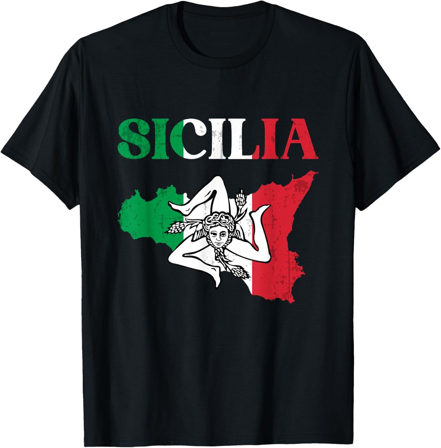 Sicilia Flag Sicily Palermo Italy T-Shirt - T-Shirt | Black