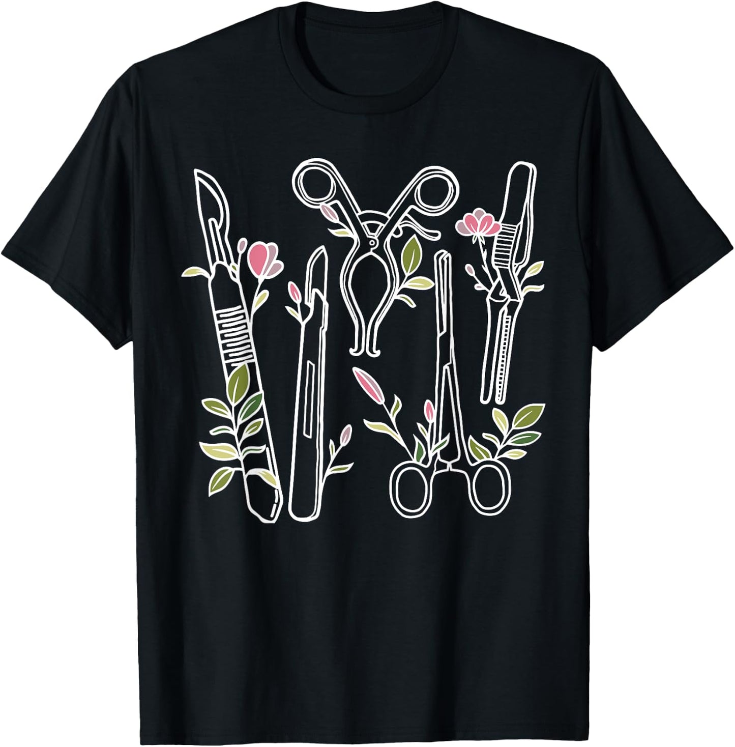 Floral Surgical Tech Surgery Medical Med School Graduation T-Shirt - T-Shirt | Black