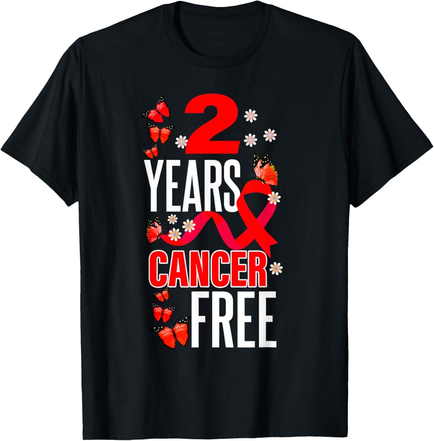 2 Year Cancer Free For Throat Cancer Awareness T-Shirt - T-Shirt | Black