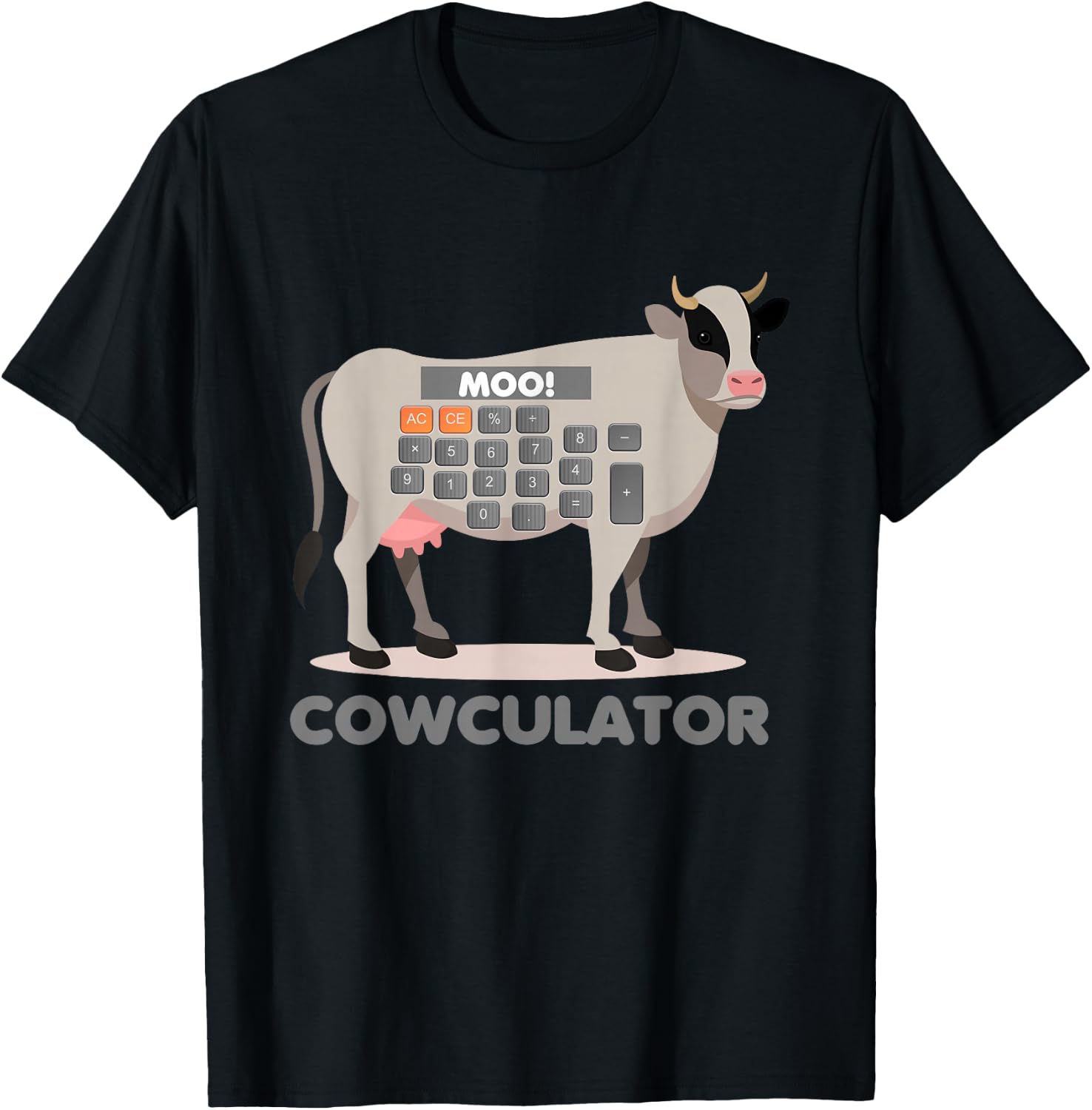 Algebra Maths Calculator Funny Problem Solver Cow T-Shirt - T-Shirt | Black