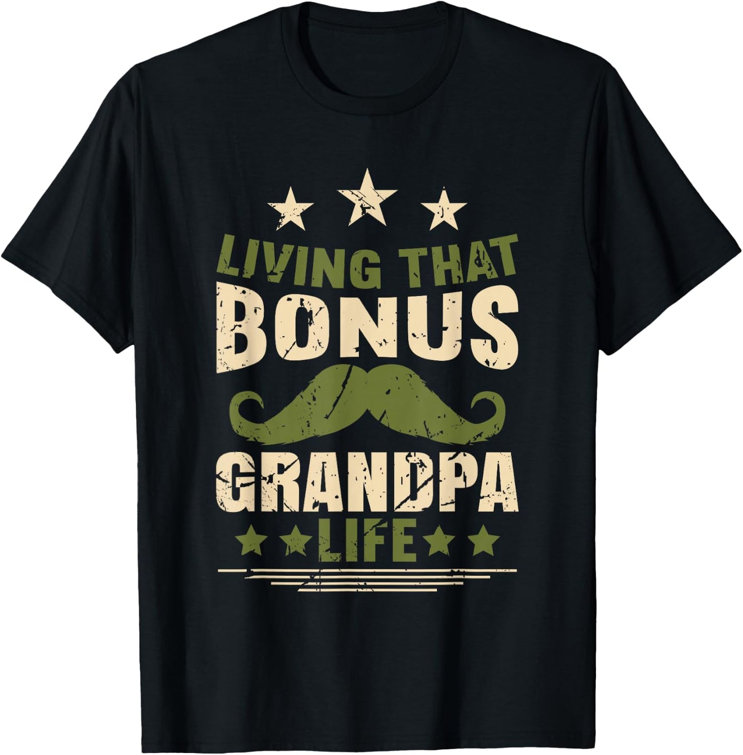 Bonus Grandpa Grandfather Step Grandpa Fathers Day T-Shirt - T-Shirt | Black