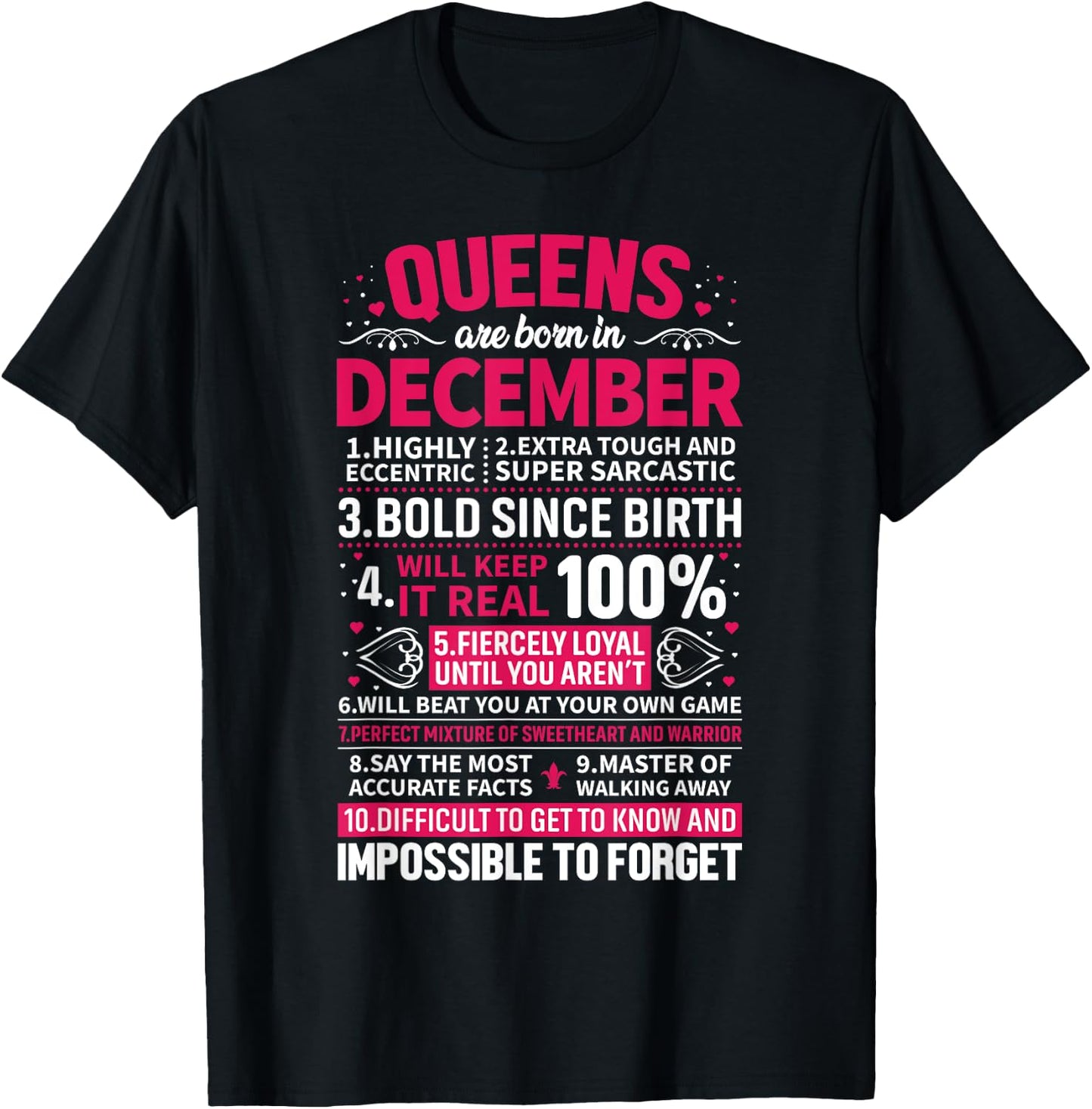 Queens Are Born in December T-Shirt - T-Shirt | Black