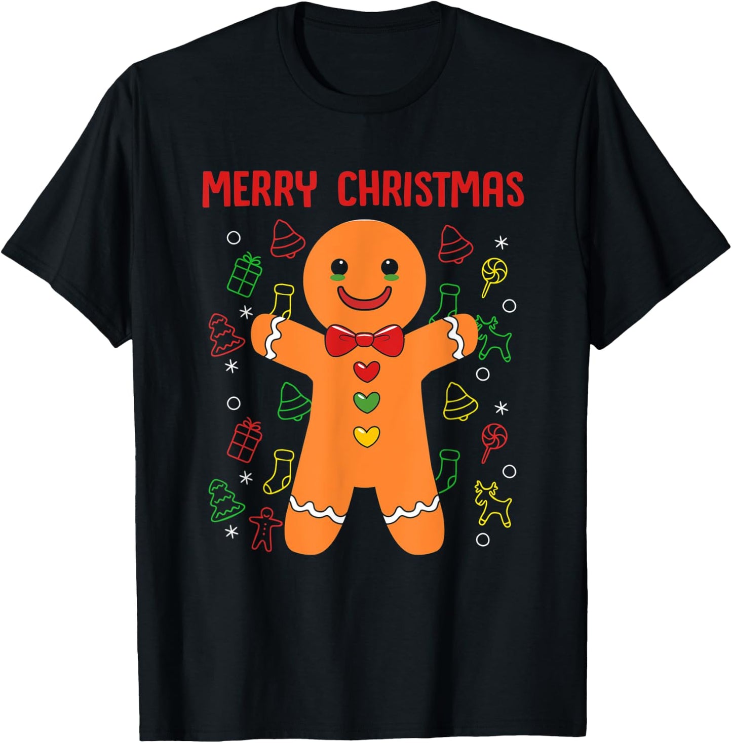 Gingerbread Merry Christmas T-Shirt - T-Shirt | Black