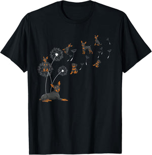 Dandelion Miniature Pinscher Min Pin Dog Lover Min Pinscher T-Shirt - T-Shirt | Black