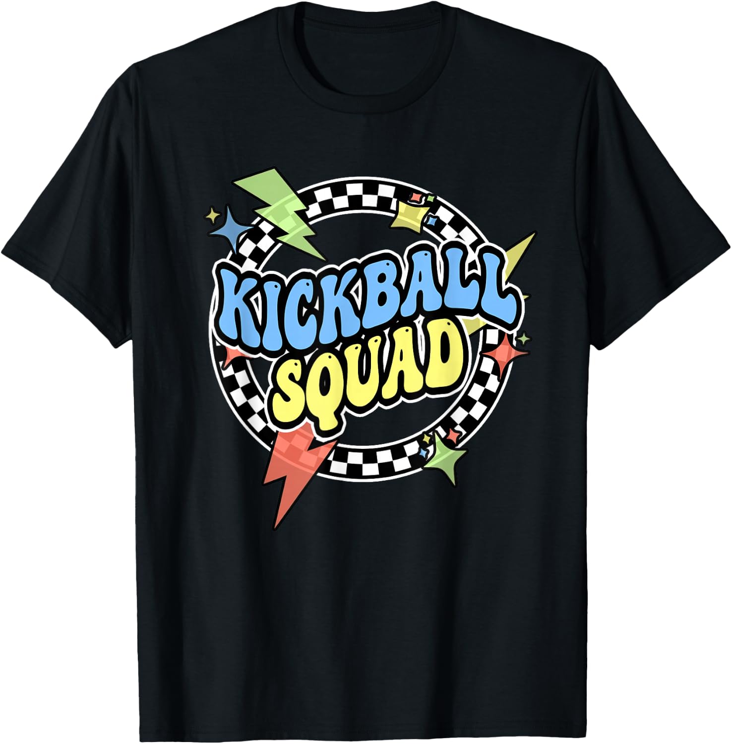 Retro Kickball Shirt For Kids Adults Men Boy Kickball Squad T-Shirt - T-Shirt | Black