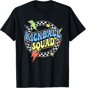 Retro Kickball Shirt For Kids Adults Men Boy Kickball Squad T-Shirt - T-Shirt | Black