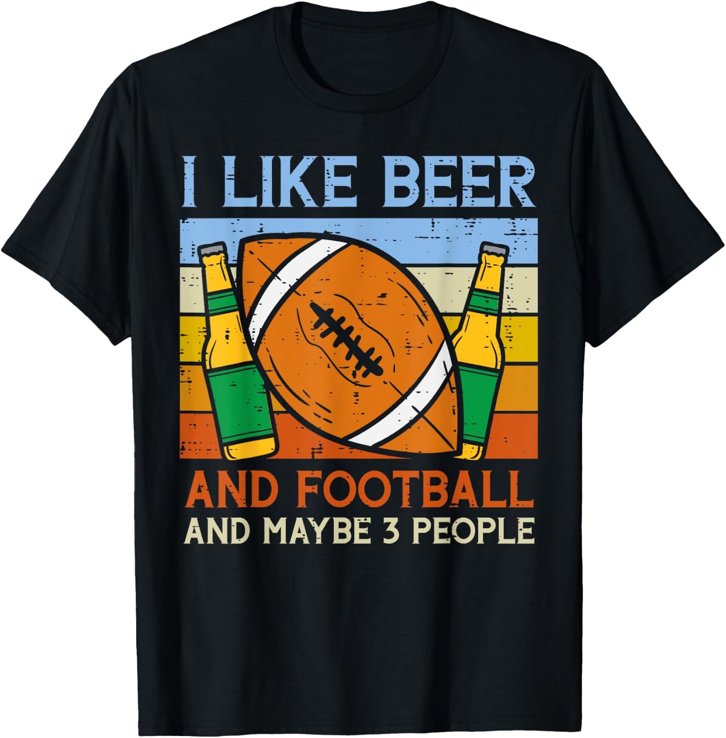 I Like Beer American Football 3 People Funny Sports Drinking T-Shirt - T-Shirt | Black