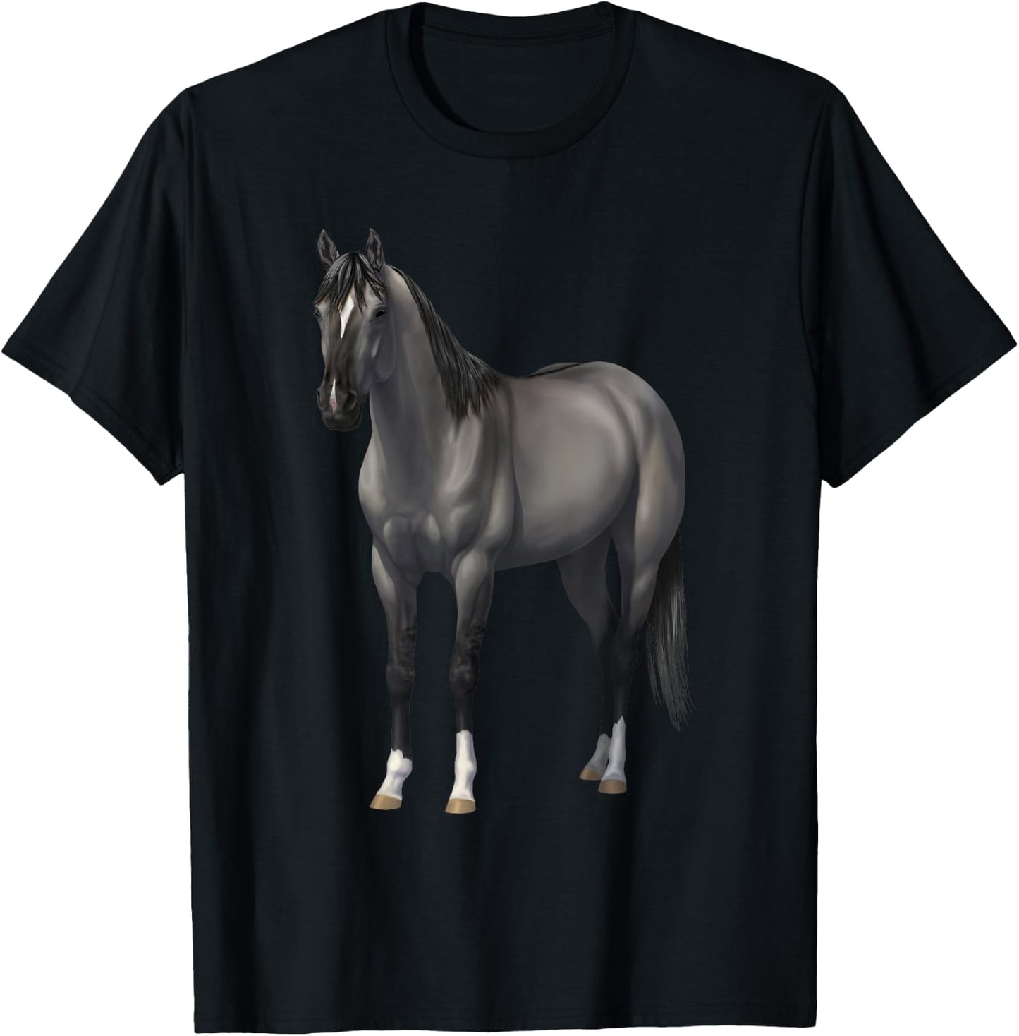 Beautiful Gray Grulla Quarter Horse Stallion T-Shirt - T-Shirt | Black