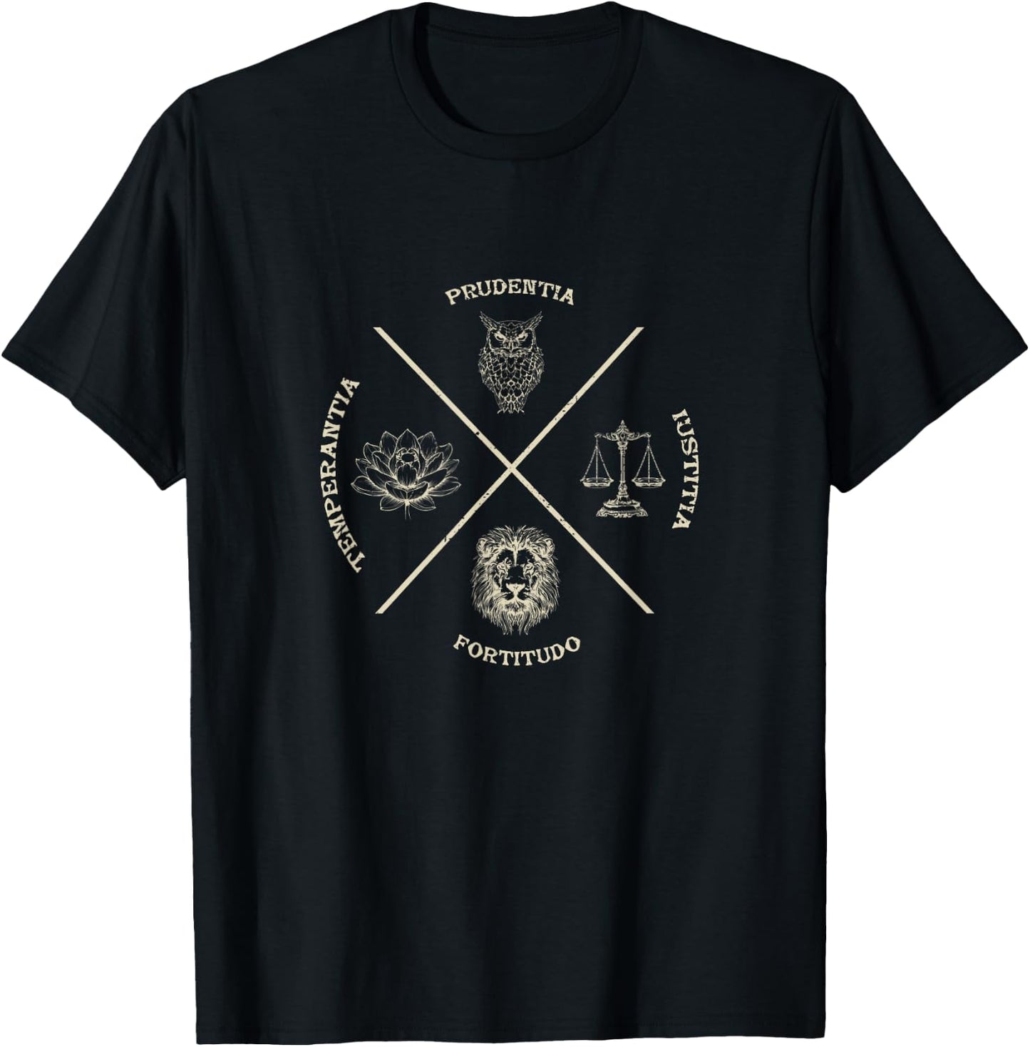 4 Virtues - Stoicism T-Shirt - T-Shirt | Black
