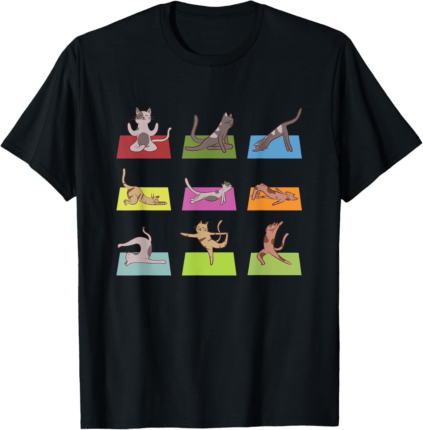 Funny Cat Yoga Positions Meditation Yoga Lover Women Girls Kids T-Shirt - T-Shirt | Black
