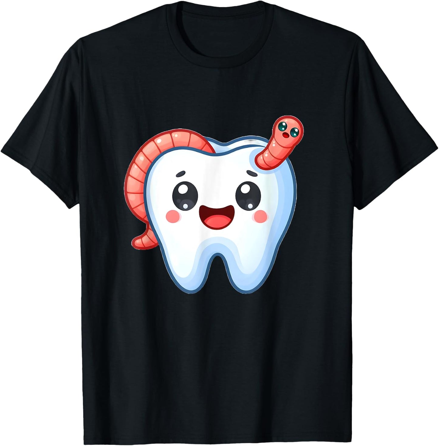 Funny Tooth with Worm in Cavity T-Shirt - T-Shirt | Black