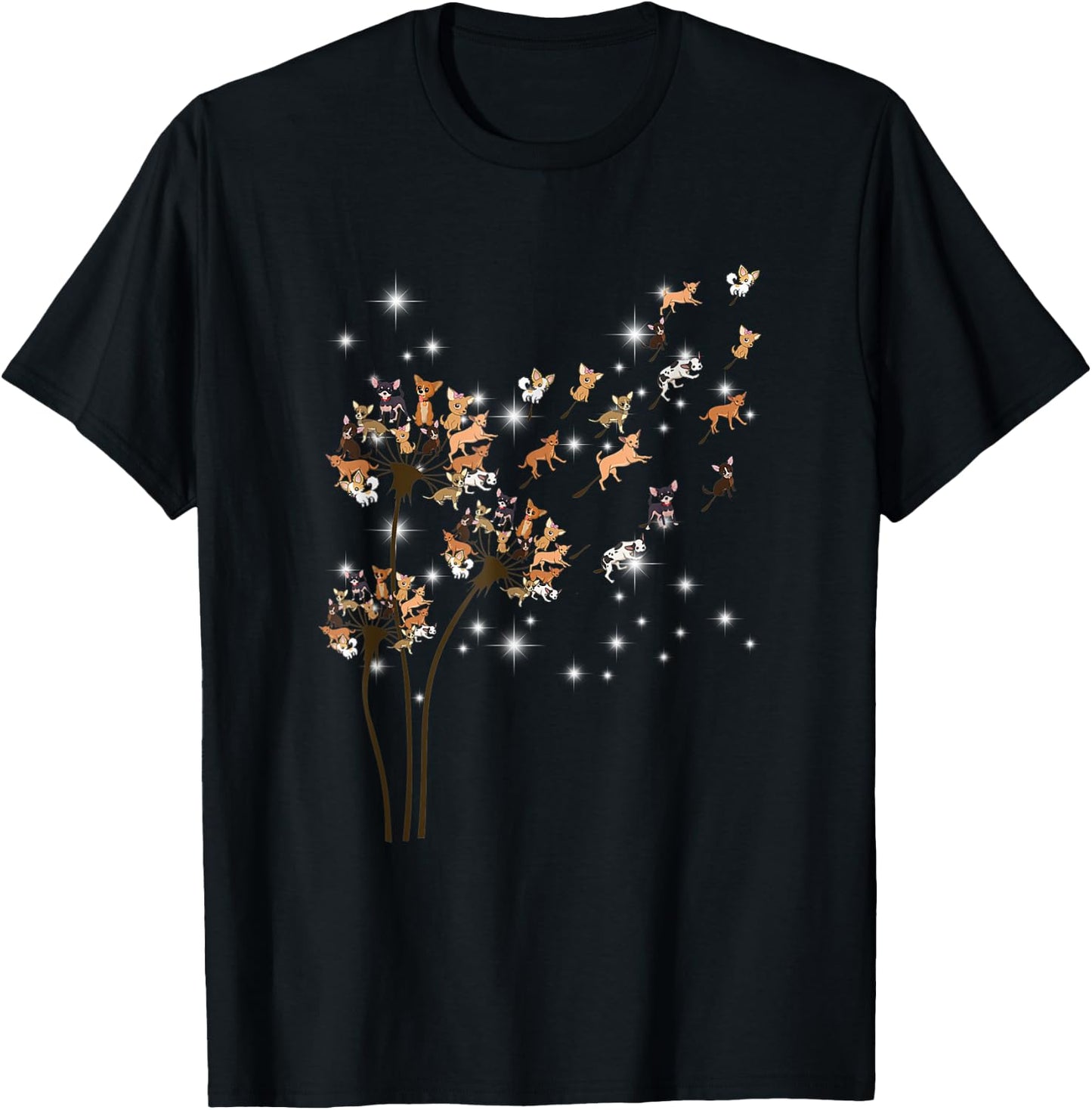 Chihuahua Flower Fly Dandelion Chihuahua Funny Dog Lover T-Shirt - T-Shirt | Black